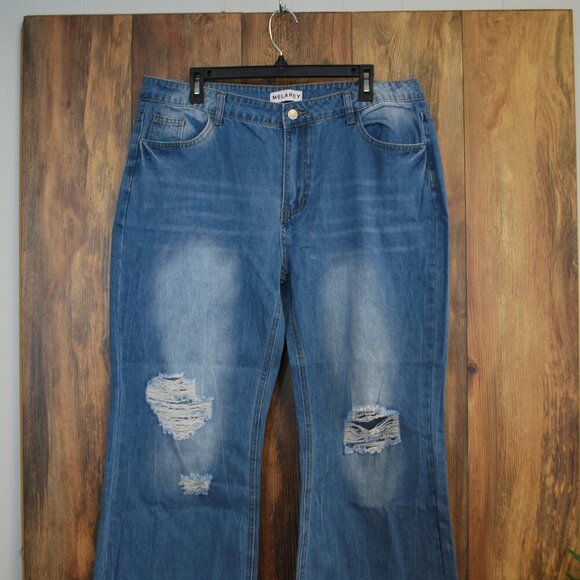 Melarey Women's Plus Size Cropped Wide Leg Jeans XXL 120-S - Picture 2 of 7